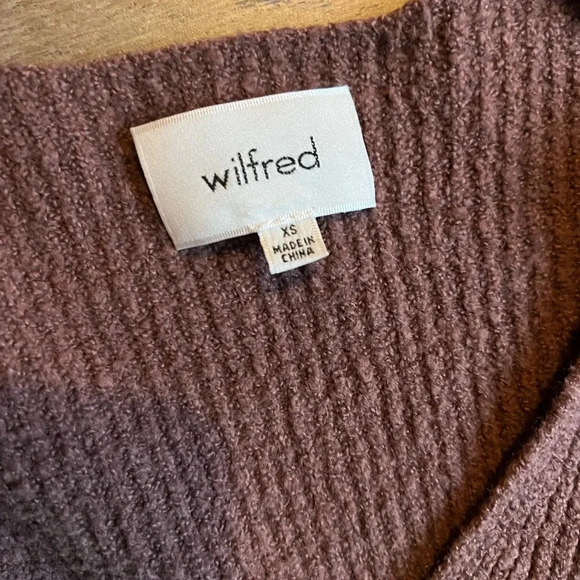Aritzia Wilfred mauve ribbed v neck sweater xs - Picture 2 of 4